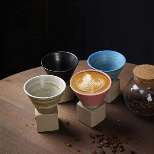 CERAMIC CONE COFFEE CUP 4 PIECE SET