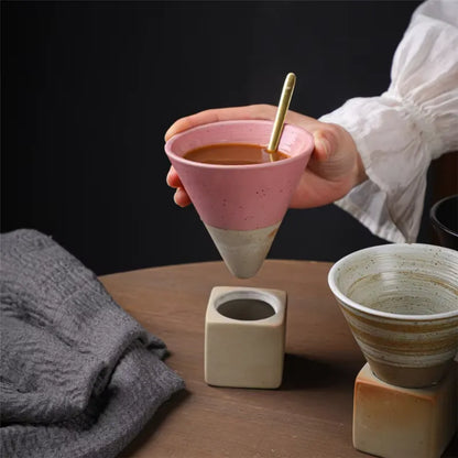 CERAMIC CONE COFFEE CUP 4 PIECE SET