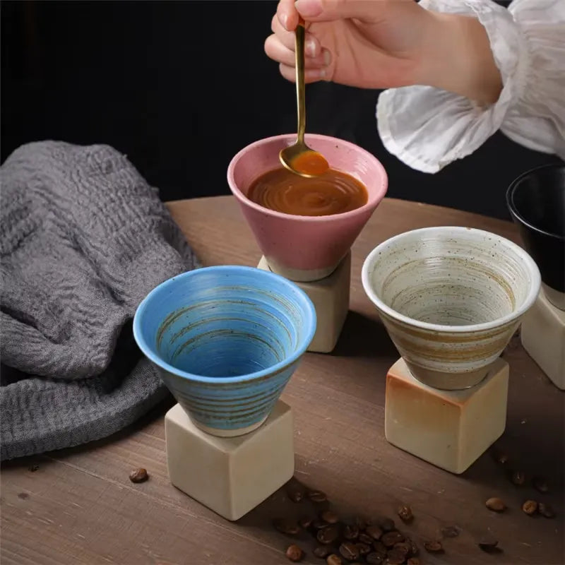 CERAMIC CONE COFFEE CUP 4 PIECE SET