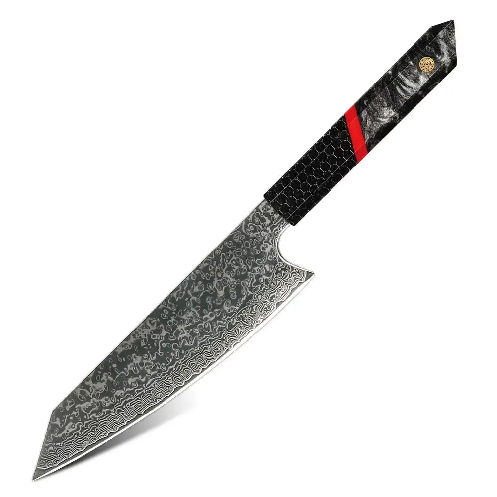 DAMASCUS STEEL KIRITSUKE CHEF KNIFE WITH HONEY COMB RESIN HANDLE
