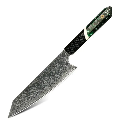 DAMASCUS STEEL KIRITSUKE CHEF KNIFE WITH HONEY COMB RESIN HANDLE