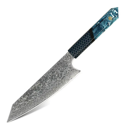 DAMASCUS STEEL KIRITSUKE CHEF KNIFE WITH HONEY COMB RESIN HANDLE