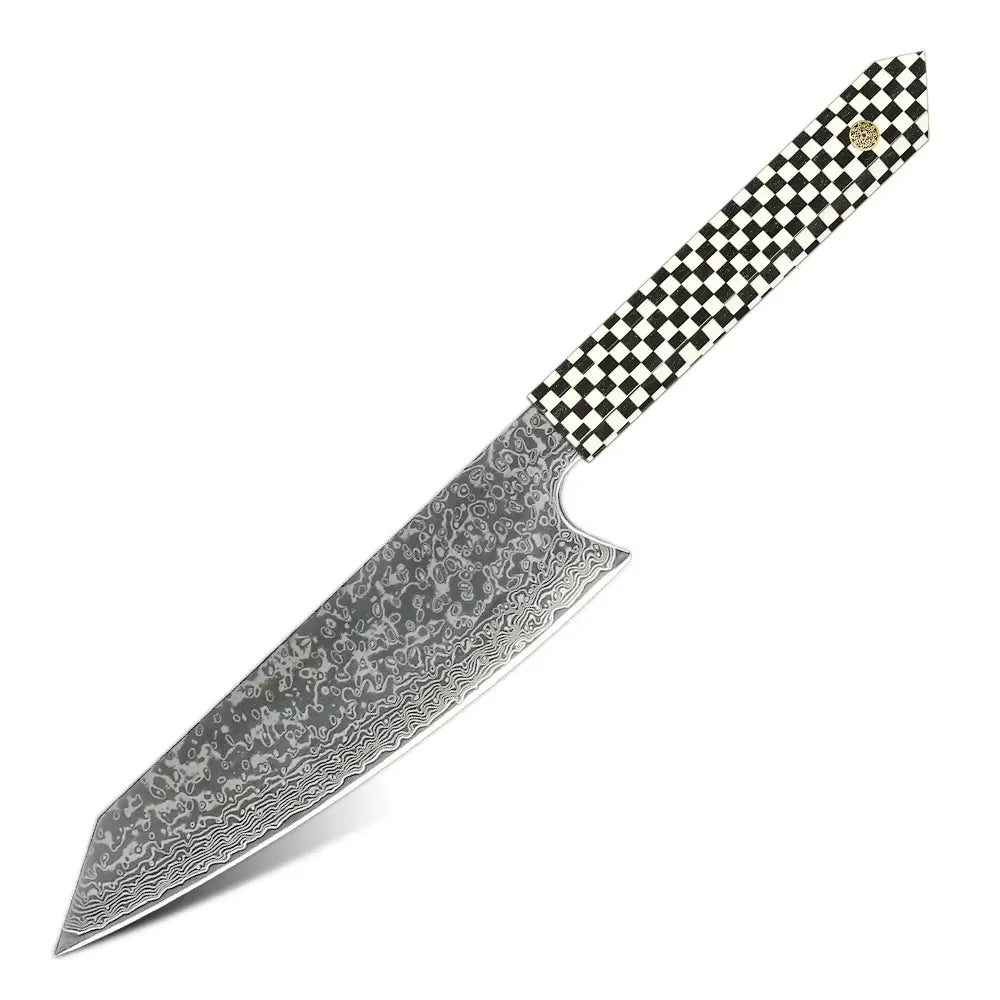 DAMASCUS STEEL KIRITSUKE CHEF KNIFE WITH HONEY COMB RESIN HANDLE